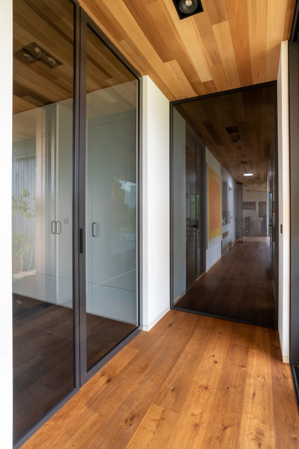 AXON pivot door and DIGERO sliding all-glass wall AXON pivot door and DIGERO sliding all-glass wall